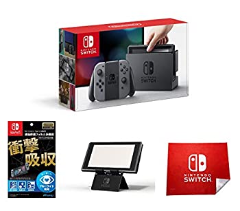 【中古】Nintendo Switch 本体 (ニンテンドースイッチ) （Joy-Con (L) / (R) グレー）(キャンペーンプリペイド番号なし)&液晶保護フィルム多機能付き (任