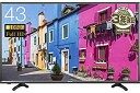 【中古】「非常に良い」ハイセンス 43V型 液晶 テレビ HJ43K3121 フルハイビジョン 外付けHDD裏番組録画対応 2016年モデル