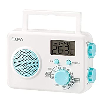 【中古】朝日電器 ELPA(エルパ) AM/FMシャワーラジオ 水回りで使える 時計や温度を表示できる液晶画面 ER-W40F