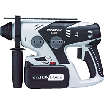 【中古】「非常に良い(無料延長保証)」パナソニック ハンマードリル 充電式 28.8V ブラック EZ7880LP2S-B