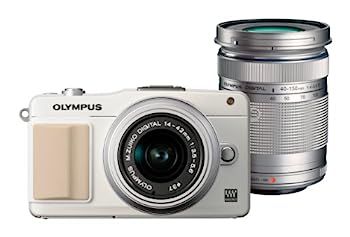 【中古】OLYMPUS ミラーレス一眼 PEN mini E-PM2 ダブルズームキット ホワイト E-PM2 DZKIT WHT