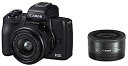 【中古】(非常に良い)Canon ミラーレス一眼カメラ EOS Kiss M ダブルレンズキット ブラック EOSKISSMBK-WLK