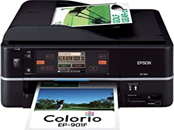 【中古】EPSON Colorio インクジェット複合機 EP-901F 有線・無線LAN標準搭載 タッチパネル液晶 FAX搭載 6色染料インク