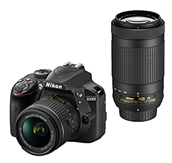 【中古】Nikon デジタル一眼レフカメラ D3400 ダブルズームキット ブラック D3400WZBK
