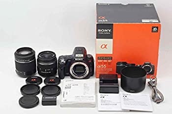 【中古】(非常に良い）ソニー SONY デジタル一眼レフ α55(ダブルズームレンズキット) SLT-A55VY【メーカー名】ソニー(SONY)【メーカー型番】SLTA55VY【ブランド名】ソニー(SONY)【商品説明】 こちらの商品は中古品となっております。 画像はイメージ写真ですので 商品のコンディション・付属品の有無については入荷の度異なります。 買取時より付属していたものはお付けしておりますが付属品や消耗品に保証はございません。 商品ページ画像以外の付属品はございませんのでご了承下さいませ。 中古品のため使用に影響ない程度の使用感・経年劣化（傷、汚れなど）がある場合がございます。 また、中古品の特性上ギフトには適しておりません。 製品に関する詳細や設定方法は メーカーへ直接お問い合わせいただきますようお願い致します。 当店では初期不良に限り 商品到着から7日間は返品を受付けております。 他モールとの併売品の為 完売の際はご連絡致しますのでご了承ください。 プリンター・印刷機器のご注意点 インクは配送中のインク漏れ防止の為、付属しておりませんのでご了承下さい。 ドライバー等ソフトウェア・マニュアルはメーカーサイトより最新版のダウンロードをお願い致します。 ゲームソフトのご注意点 特典・付属品・パッケージ・プロダクトコード・ダウンロードコード等は 付属していない場合がございますので事前にお問合せ下さい。 商品名に「輸入版 / 海外版 / IMPORT 」と記載されている海外版ゲームソフトの一部は日本版のゲーム機では動作しません。 お持ちのゲーム機のバージョンをあらかじめご参照のうえ動作の有無をご確認ください。 輸入版ゲームについてはメーカーサポートの対象外です。 DVD・Blu-rayのご注意点 特典・付属品・パッケージ・プロダクトコード・ダウンロードコード等は 付属していない場合がございますので事前にお問合せ下さい。 商品名に「輸入版 / 海外版 / IMPORT 」と記載されている海外版DVD・Blu-rayにつきましては 映像方式の違いの為、一般的な国内向けプレイヤーにて再生できません。 ご覧になる際はディスクの「リージョンコード」と「映像方式※DVDのみ」に再生機器側が対応している必要があります。 パソコンでは映像方式は関係ないため、リージョンコードさえ合致していれば映像方式を気にすることなく視聴可能です。 商品名に「レンタル落ち 」と記載されている商品につきましてはディスクやジャケットに管理シール（値札・セキュリティータグ・バーコード等含みます）が貼付されています。 ディスクの再生に支障の無い程度の傷やジャケットに傷み（色褪せ・破れ・汚れ・濡れ痕等）が見られる場合がありますので予めご了承ください。 2巻セット以上のレンタル落ちDVD・Blu-rayにつきましては、複数枚収納可能なトールケースに同梱してお届け致します。 トレーディングカードのご注意点 当店での「良い」表記のトレーディングカードはプレイ用でございます。 中古買取り品の為、細かなキズ・白欠け・多少の使用感がございますのでご了承下さいませ。 再録などで型番が違う場合がございます。 違った場合でも事前連絡等は致しておりませんので、型番を気にされる方はご遠慮ください。 ご注文からお届けまで 1、ご注文⇒ご注文は24時間受け付けております。 2、注文確認⇒ご注文後、当店から注文確認メールを送信します。 3、お届けまで3-10営業日程度とお考え下さい。 　※海外在庫品の場合は3週間程度かかる場合がございます。 4、入金確認⇒前払い決済をご選択の場合、ご入金確認後、配送手配を致します。 5、出荷⇒配送準備が整い次第、出荷致します。発送後に出荷完了メールにてご連絡致します。 　※離島、北海道、九州、沖縄は遅れる場合がございます。予めご了承下さい。 当店ではすり替え防止のため、シリアルナンバーを控えております。 万が一、違法行為が発覚した場合は然るべき対応を行わせていただきます。 お客様都合によるご注文後のキャンセル・返品はお受けしておりませんのでご了承下さい。 電話対応は行っておりませんので、ご質問等はメッセージまたはメールにてお願い致します。