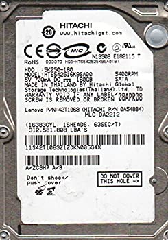 【中古】純正OEM Hitachi hts542516?K9sa00?0?a54884?42t1501?42t1063?160?GB 2.5インチハードドライブ