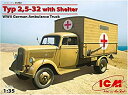 【中古】ICM 1/35 ドイツ オペル 救急車 2 5-32型 プラモデル(3)