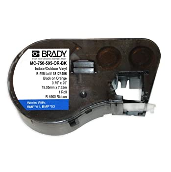 【中古】BMP51 / BMP53プリンター用Brady MC-750-595-OR-BKビニールB-595ブラックオンオレンジラベルメーカーカートリッジ、幅25 'x x 3/4" 【中古】BMP51 / BMP53プリンター用Brady MC-750-595-OR-BKビニールB-595ブラックオンオレンジラベルメーカーカートリッジ、幅25 'x x 3/4"