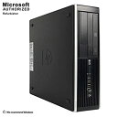 【中古】（非常に良い）パソコン デスクトップ HP Compaq 6200 Pro SFF Core i5 2500 3.30GHz 4GBメモリ 500GB DVD-ROM Windows7 Pro 搭載 リカバリーディスク付属