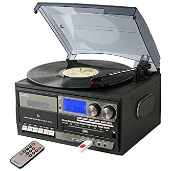 【中古】とうしょう 多機能 レコードプレーヤー コンパクト (AM/FMラジオ (ワイドFM対応)) 録音機能 再生機能 USB/SD CD カセットテープ グレー TCD-114(