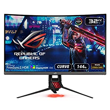 【中古】（非常に良い）ASUS 31.5インチ湾曲ゲーミングモニター XG32VQR WQHD 広視野角178° 144Hz HDR400 FREESYNC 2 HDR DCI-P3 HDMI×..