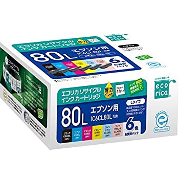 【中古】「非常に良い」エコリカ エプソン IC6CL80L対応リサイクルインクカートリッジ 6色パック ECI-E80L-6P 目印:とうもろこし