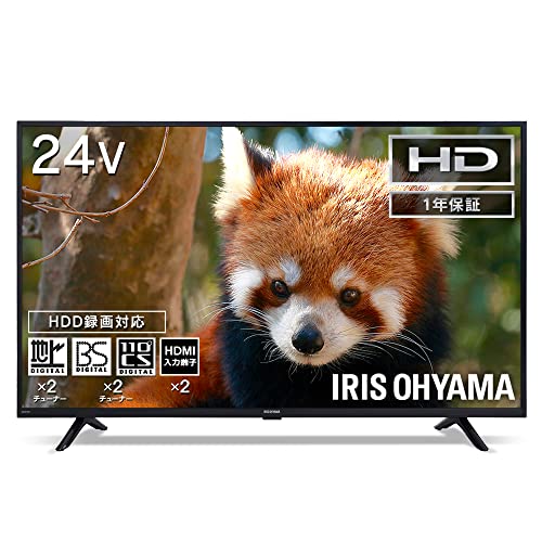 【中古】「非常に良い」アイリスオーヤマ 24V型 液晶 テレビ 24WB10PB 2022年モデル Wチューナー 裏番組同時録画 外付けHDD録画対応