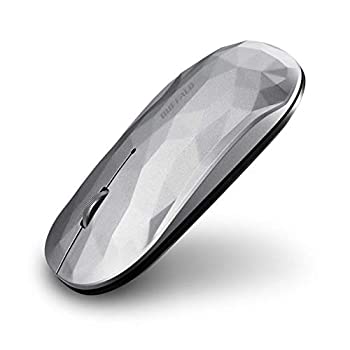 【中古】BUFFALO 薄型 3ボタン 無線 静音 BlueLED ワイヤレスマウス FLEXUS ジオメトリー シルバー BSMBW335GSV
