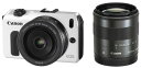 【中古】「非常に良い(無料延長保証)」Canon ミラーレス一眼カメラ EOS M ダブルレンズキット EF-M18-55mm F3.5-5.6 IS STM/EF-M22mm F2 STM付属 ホワイト EOSMWH-