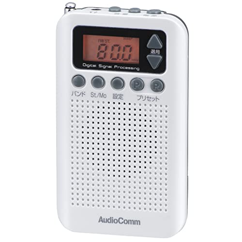【中古】「非常に良い（無料延長保証）」オーム(OHM) オーム電機 ラジオ AudioComm RAD-P350N-W [ホワイト](2)
