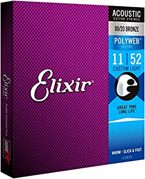 【中古】(非常に良い)Elixir エリクサー アコースティックギター弦 POLYWEB 80/20ブロンズ Custom Light .011-.052 #1...