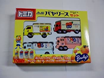 【中古】トミカ　　ASAHI バヤリースセット BIRELEY'S SET 4台セット【メーカー名】【メーカー型番】【ブランド名】タカラトミー(TAKARA TOMY)【商品説明】 こちらの商品は中古品となっております。 画像はイメージ写真ですので 商品のコンディション・付属品の有無については入荷の度異なります。 買取時より付属していたものはお付けしておりますが付属品や消耗品に保証はございません。 商品ページ画像以外の付属品はございませんのでご了承下さいませ。 中古品のため使用に影響ない程度の使用感・経年劣化（傷、汚れなど）がある場合がございます。 また、中古品の特性上ギフトには適しておりません。 製品に関する詳細や設定方法は メーカーへ直接お問い合わせいただきますようお願い致します。 当店では初期不良に限り 商品到着から7日間は返品を受付けております。 他モールとの併売品の為 完売の際はご連絡致しますのでご了承ください。 プリンター・印刷機器のご注意点 インクは配送中のインク漏れ防止の為、付属しておりませんのでご了承下さい。 ドライバー等ソフトウェア・マニュアルはメーカーサイトより最新版のダウンロードをお願い致します。 ゲームソフトのご注意点 特典・付属品・パッケージ・プロダクトコード・ダウンロードコード等は 付属していない場合がございますので事前にお問合せ下さい。 商品名に「輸入版 / 海外版 / IMPORT 」と記載されている海外版ゲームソフトの一部は日本版のゲーム機では動作しません。 お持ちのゲーム機のバージョンをあらかじめご参照のうえ動作の有無をご確認ください。 輸入版ゲームについてはメーカーサポートの対象外です。 DVD・Blu-rayのご注意点 特典・付属品・パッケージ・プロダクトコード・ダウンロードコード等は 付属していない場合がございますので事前にお問合せ下さい。 商品名に「輸入版 / 海外版 / IMPORT 」と記載されている海外版DVD・Blu-rayにつきましては 映像方式の違いの為、一般的な国内向けプレイヤーにて再生できません。 ご覧になる際はディスクの「リージョンコード」と「映像方式※DVDのみ」に再生機器側が対応している必要があります。 パソコンでは映像方式は関係ないため、リージョンコードさえ合致していれば映像方式を気にすることなく視聴可能です。 商品名に「レンタル落ち 」と記載されている商品につきましてはディスクやジャケットに管理シール（値札・セキュリティータグ・バーコード等含みます）が貼付されています。 ディスクの再生に支障の無い程度の傷やジャケットに傷み（色褪せ・破れ・汚れ・濡れ痕等）が見られる場合がありますので予めご了承ください。 2巻セット以上のレンタル落ちDVD・Blu-rayにつきましては、複数枚収納可能なトールケースに同梱してお届け致します。 トレーディングカードのご注意点 当店での「良い」表記のトレーディングカードはプレイ用でございます。 中古買取り品の為、細かなキズ・白欠け・多少の使用感がございますのでご了承下さいませ。 再録などで型番が違う場合がございます。 違った場合でも事前連絡等は致しておりませんので、型番を気にされる方はご遠慮ください。 ご注文からお届けまで 1、ご注文⇒ご注文は24時間受け付けております。 2、注文確認⇒ご注文後、当店から注文確認メールを送信します。 3、お届けまで3-10営業日程度とお考え下さい。 　※海外在庫品の場合は3週間程度かかる場合がございます。 4、入金確認⇒前払い決済をご選択の場合、ご入金確認後、配送手配を致します。 5、出荷⇒配送準備が整い次第、出荷致します。発送後に出荷完了メールにてご連絡致します。 　※離島、北海道、九州、沖縄は遅れる場合がございます。予めご了承下さい。 当店ではすり替え防止のため、シリアルナンバーを控えております。 万が一、違法行為が発覚した場合は然るべき対応を行わせていただきます。 お客様都合によるご注文後のキャンセル・返品はお受けしておりませんのでご了承下さい。 電話対応は行っておりませんので、ご質問等はメッセージまたはメールにてお願い致します。