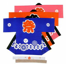 半被 法被 半纏 【かんつなぎ柄 3点(法被・帯・手拭)セット 大人用 Lサイズ】