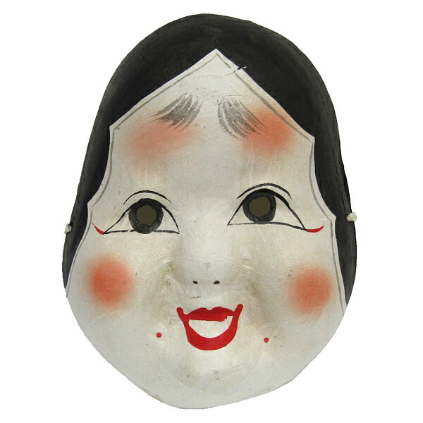 お面 【 岡目 おかめ 和紙製 】 (祭り小物 面 おめん お亀 阿亀 お多福 阿多福 おたふく お福 おふく お祭りお面 紙面のサムネイル