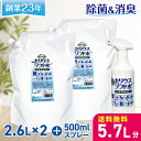 次亜塩素酸水 2.6L×2袋 500mlスプレーボトル 5.7L 200ppm 加湿器肺炎予防 除菌スプレー 遮光スプレーボトル アルコール不使用 除菌 介護施設 保育園 除菌水 消臭スプレー ウイルス 感染予防 ペット用 赤ちゃん 加湿器 手荒れ 次亜塩素酸水 送料無料 セリウスソフト水