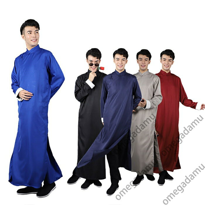 チャイナ服 メンズ 漫才 チャンパオ 舞台衣装 中華風 立ち衿 スプリット チャイナボタン 長袍 ハロウイ..