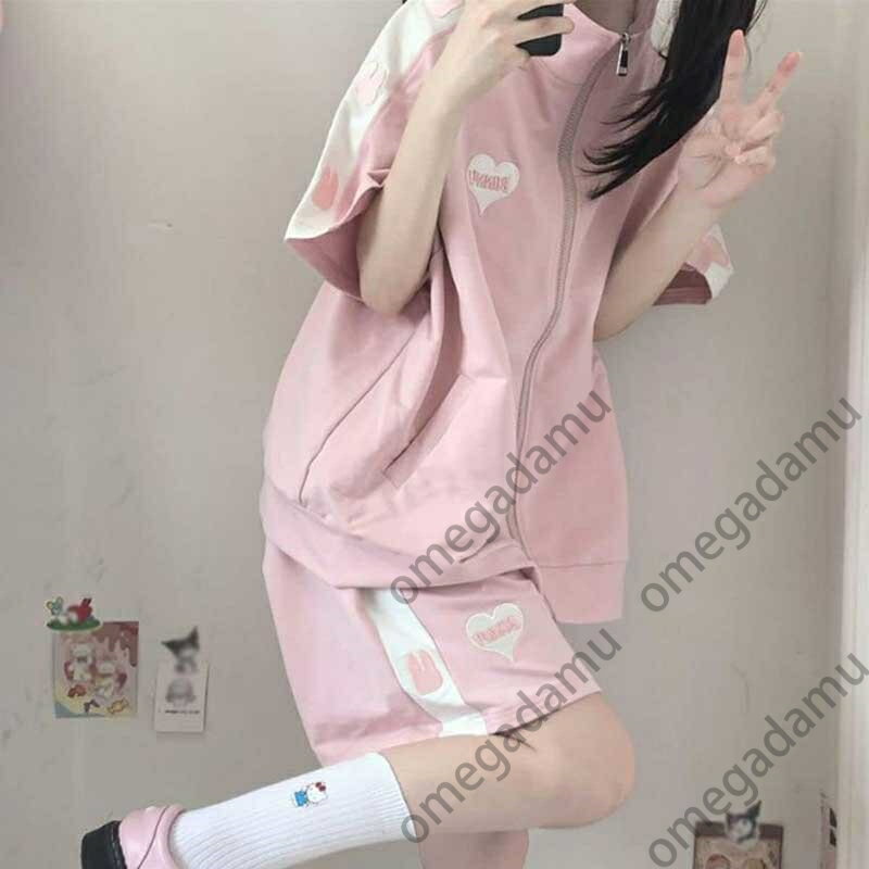 レディース 上下セット パーカー+ショートパンツ 半袖 ルームウェア ゆったり 女子 部屋着 セットアップ パーカー ショートパンツ ランニング トレーナー スウェット 運動着 スポーツウェア 夏 パジャマ 普段着 大きいサイズ