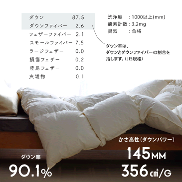 羽毛布団 きなり シングル 増量1.2kg 側生地/綿100% ダウン90％ かさ高145mm ダウンパワー356 6年連続楽天ランキング1位 ニューゴールドラベル 7年保証 あったかグッズ 日本製 羽毛布団