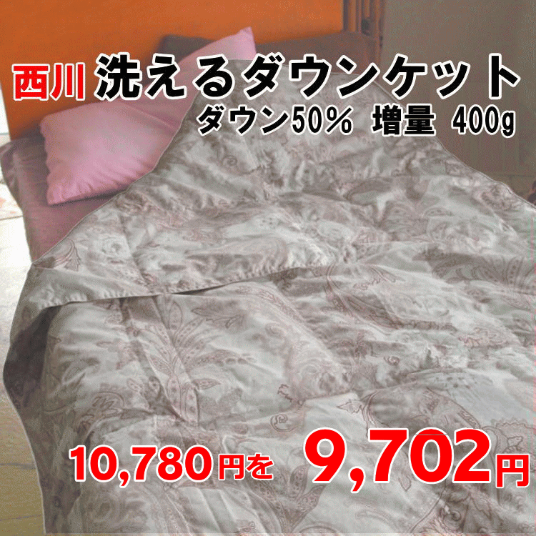 Rakuten - ウォッシャブルダウンケット 西川 ダウン50％ 増量 400g シングルサイズ 西川 洗濯機で洗える羽毛肌布団 洗えて清潔 年中快適 ウォッシャブルダウンケット ダウン50％ 400g入り 洗える羽毛肌掛けふとん ダウンケット シングル 夏 掛け布団