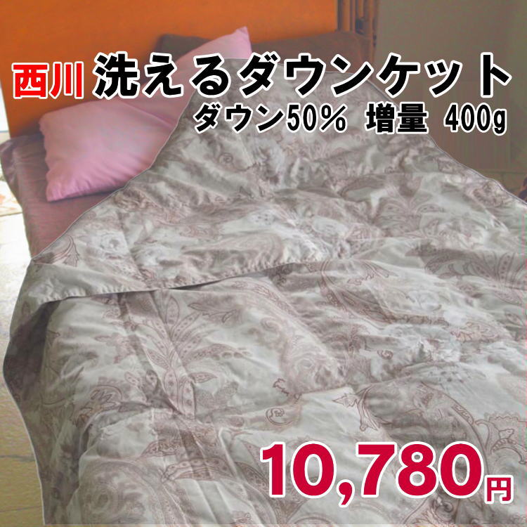 Rakuten - ウォッシャブルダウンケット 西川 ダウン50％ 増量 400g シングルサイズ 西川 洗濯機で洗える羽毛肌布団 洗えて清潔 年中快適 ウォッシャブルダウンケット ダウン50％ 400g入り 洗える羽毛肌掛けふとん ダウンケット シングル 夏 掛け布団