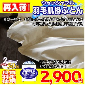 キナリウォッシャブルダウンケットダウン50%/250g入り洗えるダウンケットウォッシャブル羽毛肌掛ふとんシングルサイズ532P19Apr16