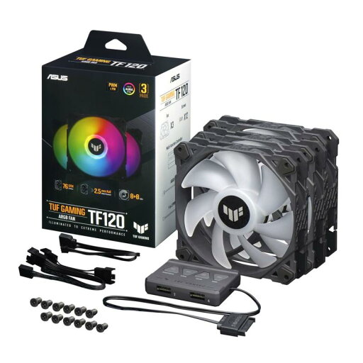 ASUS ケースファン 120mm 3個パック Aura Sync TUF GAMING TF120 BLACK ARGB 3IN1 黒 品 ASUS ケースファン 120mm 3個パック Aura Sync TUF GAMING TF120 BLACK ARGB 3IN1 黒 品
