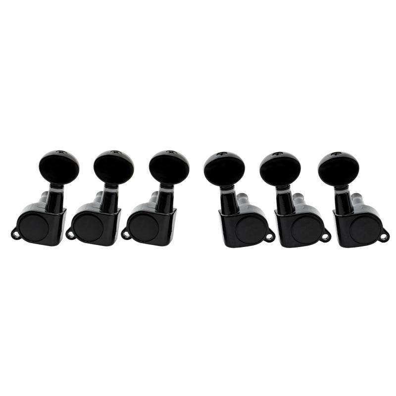 Musiclily 3対3 ギター用ペグ エレキギター/アコースティックギター用、ブラック Kidneyボタンギター用ヘッドストック穴：10mm材質：金属合金；ギア比15:1L3R3 3対3；ナット、フェルール、ネジ付属パッケージ内容:6個ギター用ペグ(3対3)複数店舗にて販売をしておりますため、在庫データの更新が間に合わず、欠品にも関わらず、注文ができる場合がございます。その際は、キャンセルにて対応を取らせていただきます。当店はお電話のお問い合わせはお受けしておりませんので、ご了承ください。お問い合わせは、問い合わせフォームにてお願いをいたします。