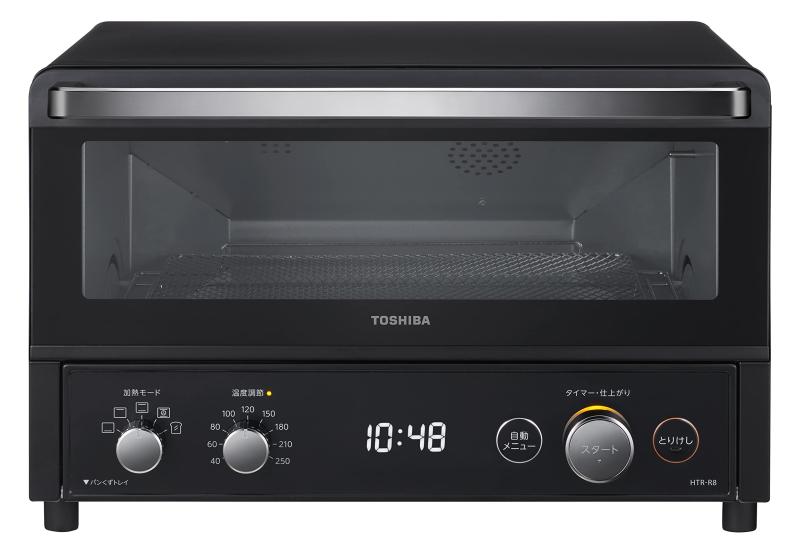 TOSHIBA(東芝) トースター オーブントースター 4枚焼き HTR-R8(K) ブラック 温度調節機能付き 角皿付き 自動メニュー タイマー30分「1台5役のマルチ機能」油を使わずヘルシーに調理できるノンフライ機能をはじめ、トースター・オーブン・グリル・発酵・あたため直しが可能。「1300W高火力＆遠赤ヒーター」上下2本づつの計4本のヒーターでハイパワー。遠赤ヒーターで表面をサクッと中はふわっと焼き上げます。「ワイド庫内」トースト4枚が一度に焼けるほか、25cmのピザも丸ごと焼けます。「自動メニュー」温度も時間も設定のいらない自動メニュー 全8種類。手軽にオーブン調理が楽しめる「かんたん焼き」も搭載。「LED表示」大きな白色LEDの表示で見やすい。複数店舗にて販売をしておりますため、在庫データの更新が間に合わず、欠品にも関わらず、注文ができる場合がございます。その際は、キャンセルにて対応を取らせていただきます。当店はお電話のお問い合わせはお受けしておりませんので、ご了承ください。お問い合わせは、問い合わせフォームにてお願いをいたします。