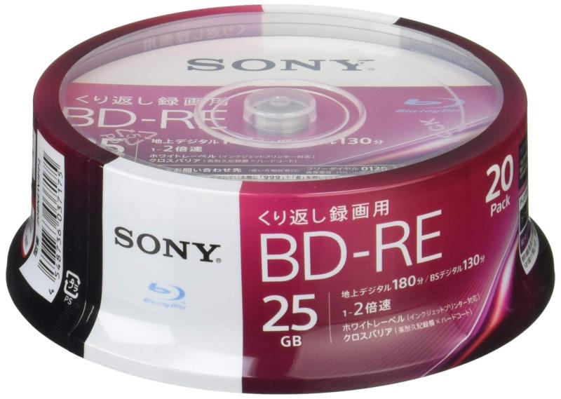 ソニー 日本製 ブルーレイディスク BD-RE 25GB (1枚あたり地デジ約3時間) 繰り返し録画用 20枚入り 2倍..