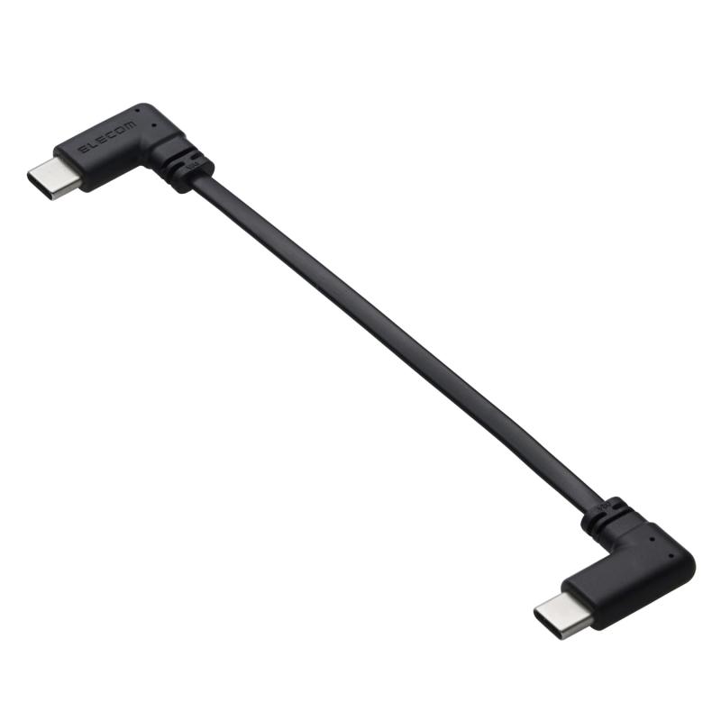 エレコム USB C ケーブル L字 Type-C to Type-C 0.1m フラット 60W USB PD対応 [充電専用] ブラック MPA-CCLL01BK