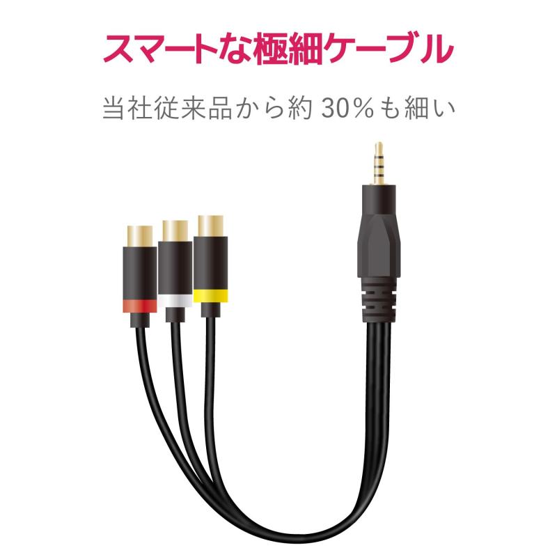 エレコム AVケーブル ステレオミニプラグ(ストレート 4極) - RCAピンプラグ変換 0....