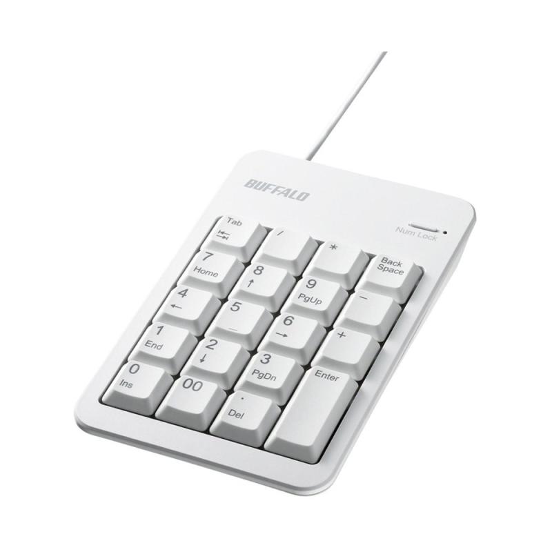 18 inches - 20 inches - バッファロー BUFFALO 有線テンキーボードTabキーUSBハブ付き ホワイト BSTKH100WH