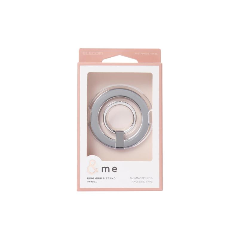 エレコム スマホリング マグネット magsafe マグセーフ スマホスタンド 耐荷重:800g 落下防止 可愛い シルバー P-STRMKGSSV