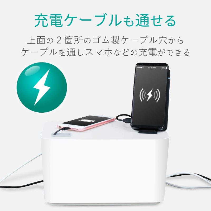 エレコム ケーブル収納ボックス ケーブルボックス ケーブル収納 4個口電源タップ収納 ブラック EKC-BOX002BK