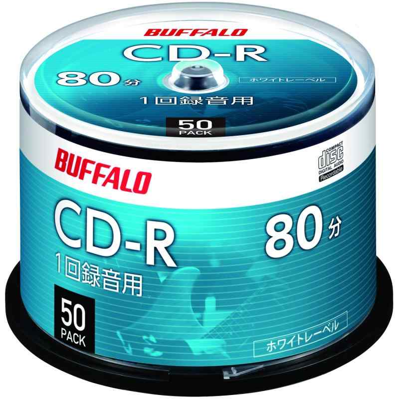 バッファロー 音楽用 CD-R 1回録音 80分 700MB 50枚 スピンドル ホワイトレーベル RO-CR07M-050PW/N