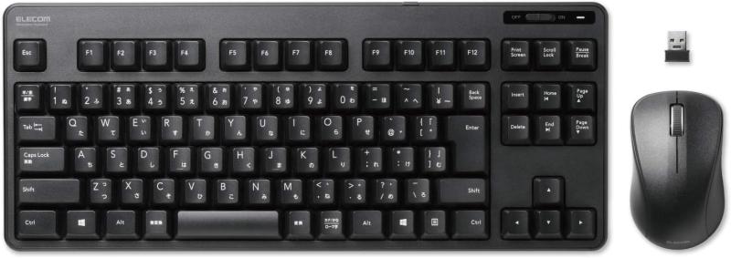 エレコム キーボード 【マウスセット】 ワイヤレス (レシーバー付属) メンブレン コンパクトキーボード ブラック TK-FDM105MBK