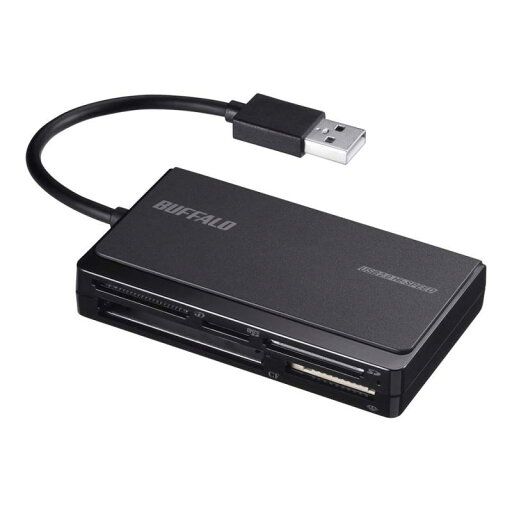バッファロー BUFFALO USB2.0 マルチカードリーダー UHS-I対応ケーブル収納モデル ブラック BSCR508U2BK バッファロー BUFFALO USB2.0 マルチカードリーダー UHS-I対応ケーブル収納モデル ブラック BSCR508U2BK