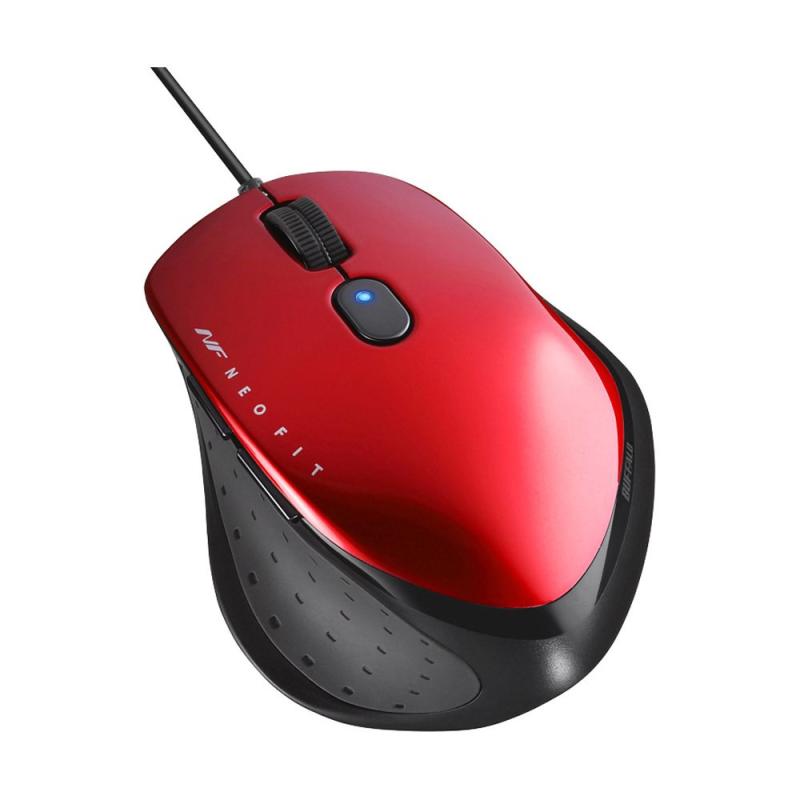 バッファロー BUFFALO 有線 BlueLED 5ボタン ネオフィットマウス Mサイズ レッド BSMBU515MRD【対応機種】USB Type-A端子をもつパソコン,タブレット,ゲーム機様々な持ち方に合わせた、3WAYホールド形状快...