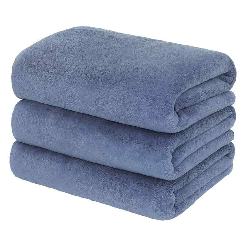 レック(LEC) 激落ちくん マイクロファイバー バスタオル 3枚入 (ネイビー) 超極細繊維のやわらかい肌ざわり/高い吸水性/濡れても乾きやすい /