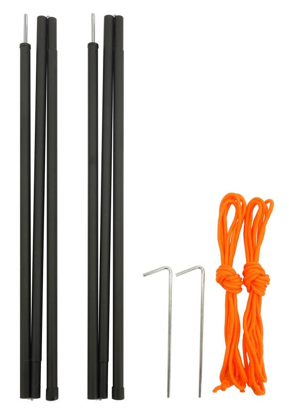 캡틴 스태그(CAPTAIN STAG) 텐트·타프 부품 스틸 폴 외경 16mm×길이 1600mm 2개 세트 가이드 로프 350cm2개·스틸 페그 20cm2개 부속 블랙 UA-4515