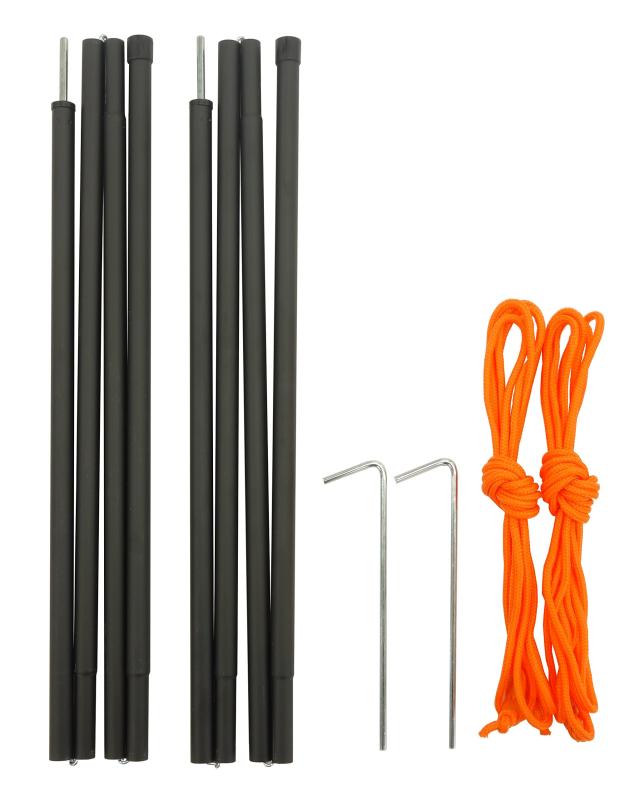 CAPTAIN STAG Tent/Tarp Parts: Steel Poles, 16mm Outer Diameter x 1800mm Length, Set of 2, Includes 350cm Guide Ropes (2 pieces) and 20cm Steel Pegs (2 pieces), Black, UA-4514