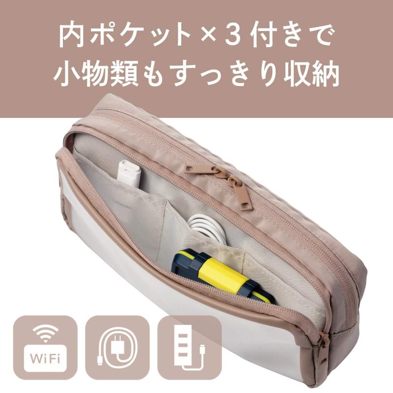 エレコム ガジェットポーチ ガジェット ポーチ 透明窓付き 2気室 ガジェットケース 収納ポーチ Lサイズ ベージュ BMA-GP16LBE omichi-store-10130695 シオカゼ商店 サンプル画像3
