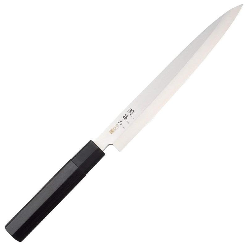 貝印 KAI 刺身包丁 関孫六 金寿 ステンレス 180mm 日本製 AK1104格別な切れ味と耐久性を備えた逸品湿式平前刃付け非常に細かい砥石で刃付けを行うことが可能で、繊細な 切れ味を実現。 熱による硬度ドロップも回避できるので、 高硬度を維持しながら刃付けを行うことが可能です。ステンレス単層材:サビにくくメンテナンスがしやすい手にフィットする八角形状の 積層強化木柄刃体は樹脂との同時成型により 刃と口金部の境目に隙間がなく 衛生的。 独自の接合方法でより高い耐久性を実現させました。材質 刃体:モリブデンバナジウムステンレス刃物鋼 口金:ナイロン 柄:積層強化木サイズ:約33×315×20mm 刃渡り:約180mm 重量:約124g原産国:日本使用後は速やかに汚れや水分を取り除いて乾燥させ てください。 汚れや水分を残したまま放置するとサビや変色の原因になります。複数店舗にて販売をしておりますため、在庫データの更新が間に合わず、欠品にも関わらず、注文ができる場合がございます。その際は、キャンセルにて対応を取らせていただきます。当店はお電話のお問い合わせはお受けしておりませんので、ご了承ください。お問い合わせは、問い合わせフォームにてお願いをいたします。
