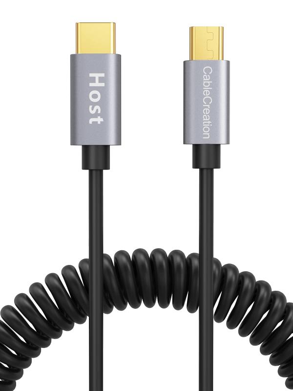 micro usb type c，CableCreation USB C to Micro USB コイルケーブル （0.17m〜1.5m）スプリングライン USB Type C to Micro B OTGケーブル（金メッキピン及びアルミシェル） Pi